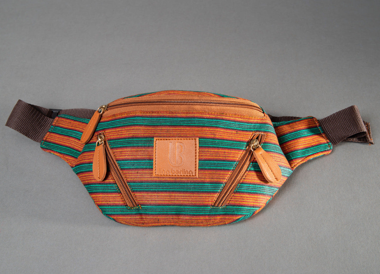 LB Lina Berlina Hip bag lurik brown and turquoise