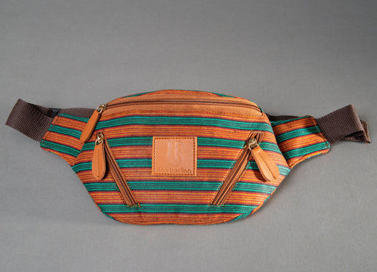 LB Lina Berlina Hip bag lurik brown and turquoise